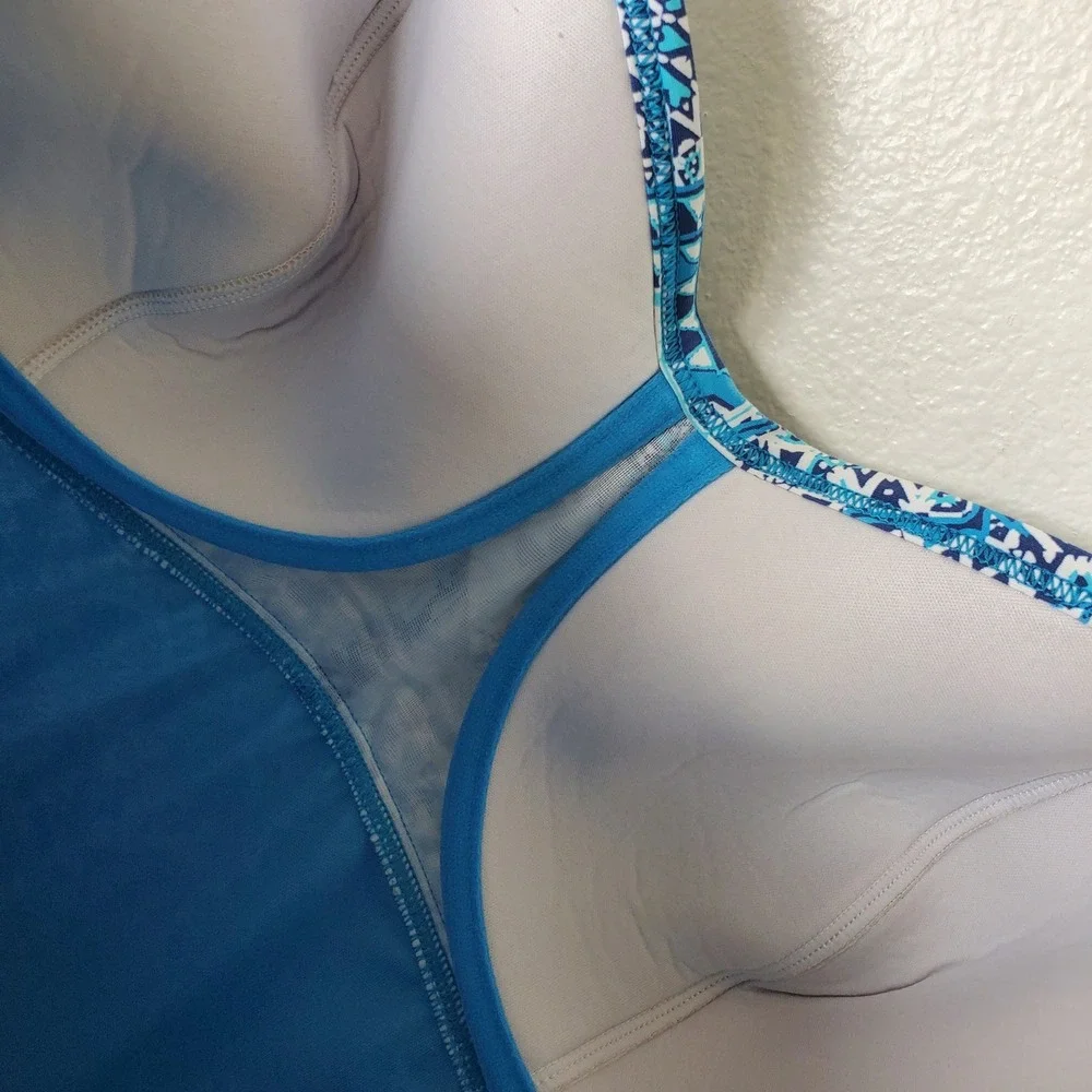 Curve by Sunsets‎ Tangier Iconic Twist Underwire Tankini Swim Top Blue White 20W